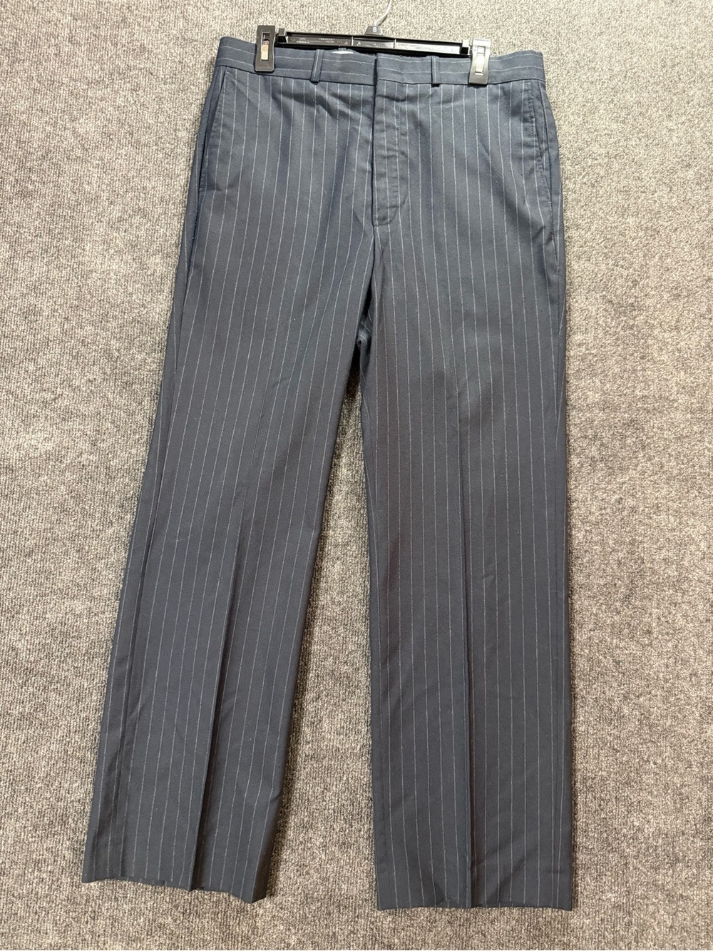 Vintage Farah Mens Pinstripe Wool Blend Dress Pants Navy Straight Leg Slacks